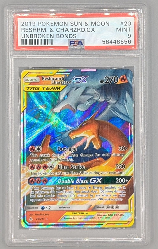 Reshiram & Charizard GX 20/214 PSA 9